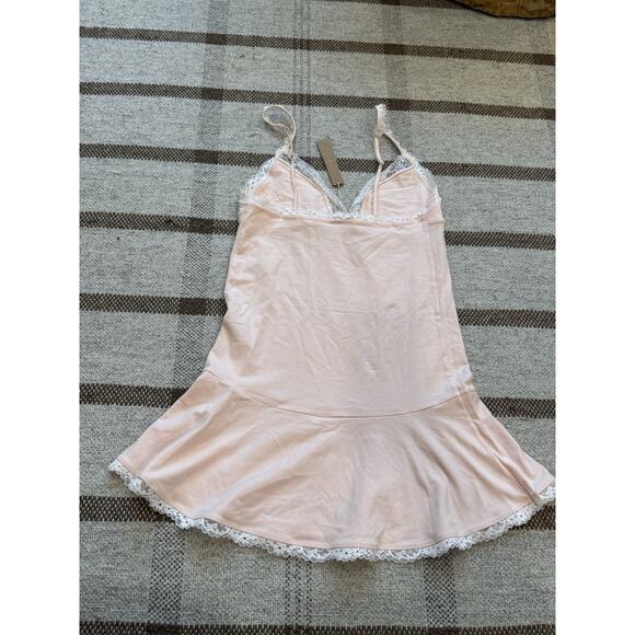 Skims Cotton Lace Slip Dress Primrose Pink New Medium - Picture 7 of 8